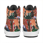 Falling Poker Chips Print High Top Leather Sneakers