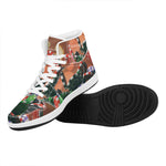 Falling Poker Chips Print High Top Leather Sneakers