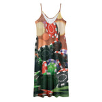 Falling Poker Chips Print Jersey Midi Cami Dress