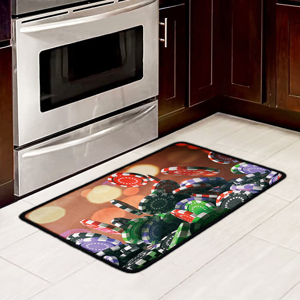 Falling Poker Chips Print Kitchen Mat