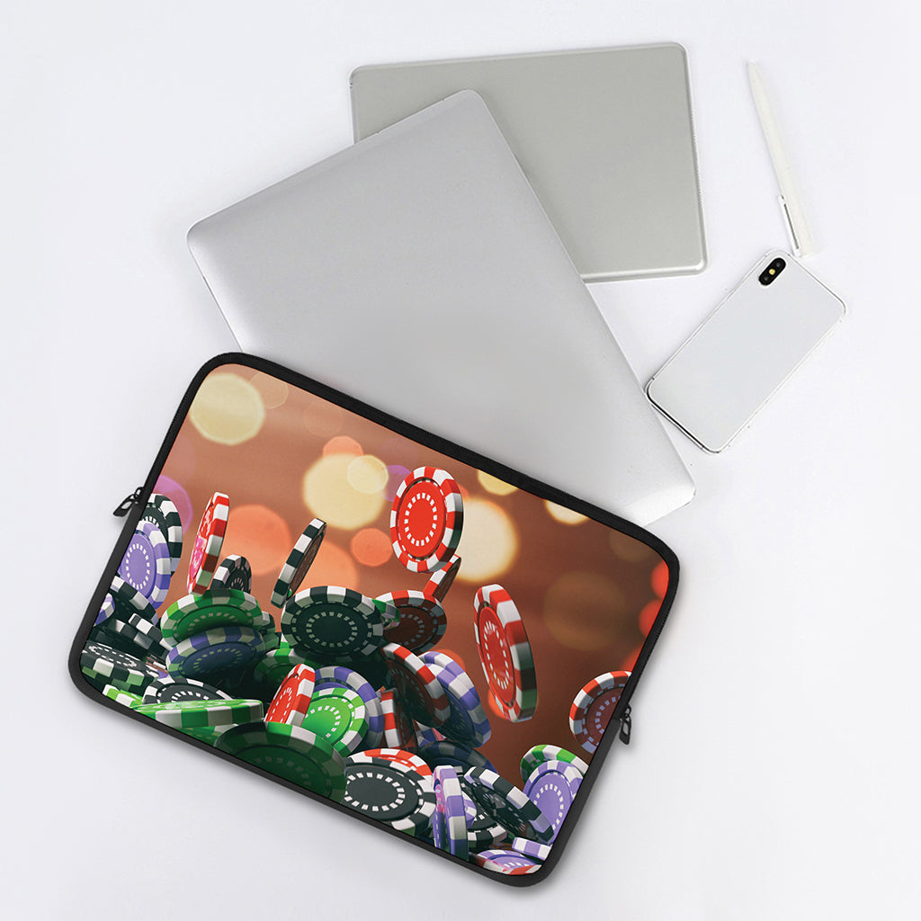 Falling Poker Chips Print Laptop Sleeve