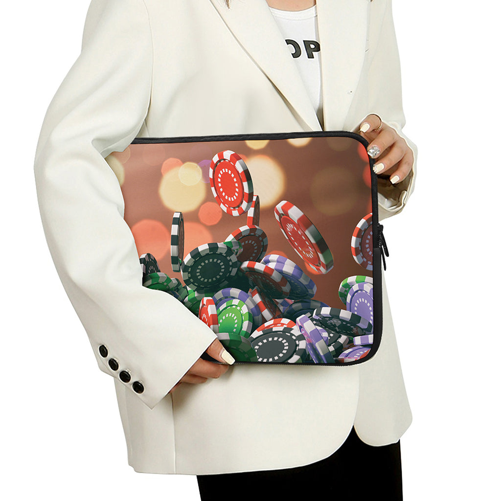 Falling Poker Chips Print Laptop Sleeve