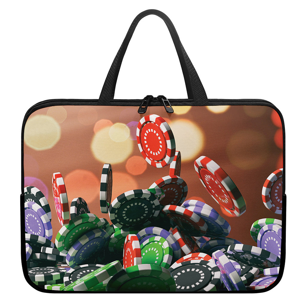 Falling Poker Chips Print Laptop Sleeve With Handle