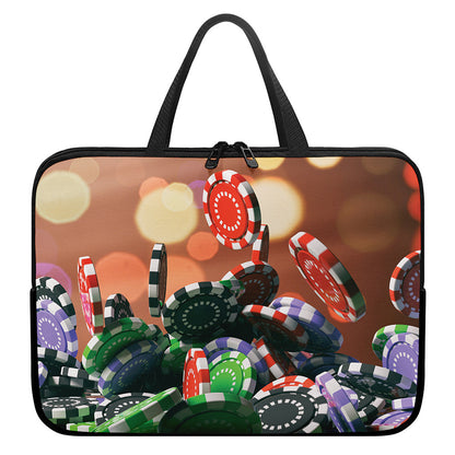 Falling Poker Chips Print Laptop Sleeve With Handle