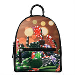 Falling Poker Chips Print Leather Backpack