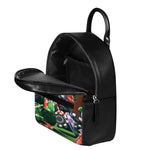 Falling Poker Chips Print Leather Backpack