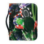 Falling Poker Chips Print Leather Bible Cover