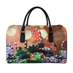 Falling Poker Chips Print Leather Duffle Bag