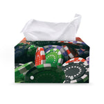 Falling Poker Chips Print Leather Tissue Box Cover