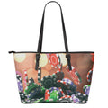 Falling Poker Chips Print Leather Tote Bag With Zipper