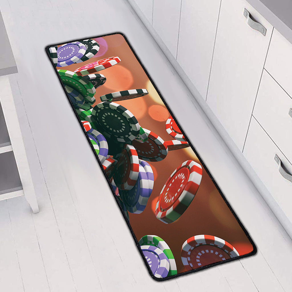 Falling Poker Chips Print Long Kitchen Mat