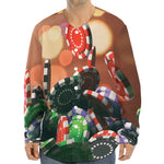 Falling Poker Chips Print Long Sleeve Baseball Jersey