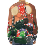 Falling Poker Chips Print Long Sleeve Baseball Jersey