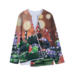 Falling Poker Chips Print Long Sleeve Short Coat