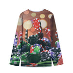 Falling Poker Chips Print Long Sleeve Short Coat
