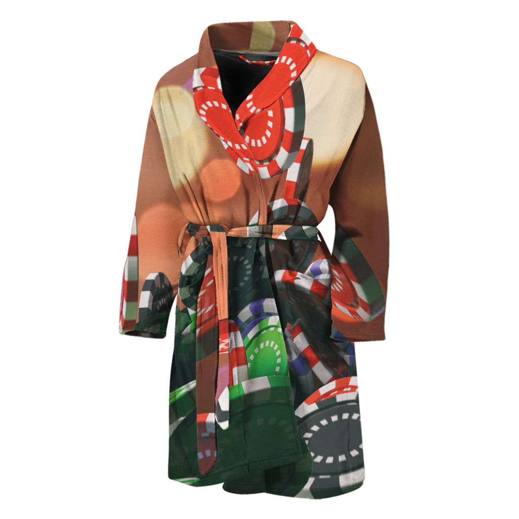 Falling Poker Chips Print Men's Bathrobe