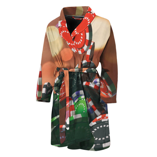 Falling Poker Chips Print Men's Bathrobe