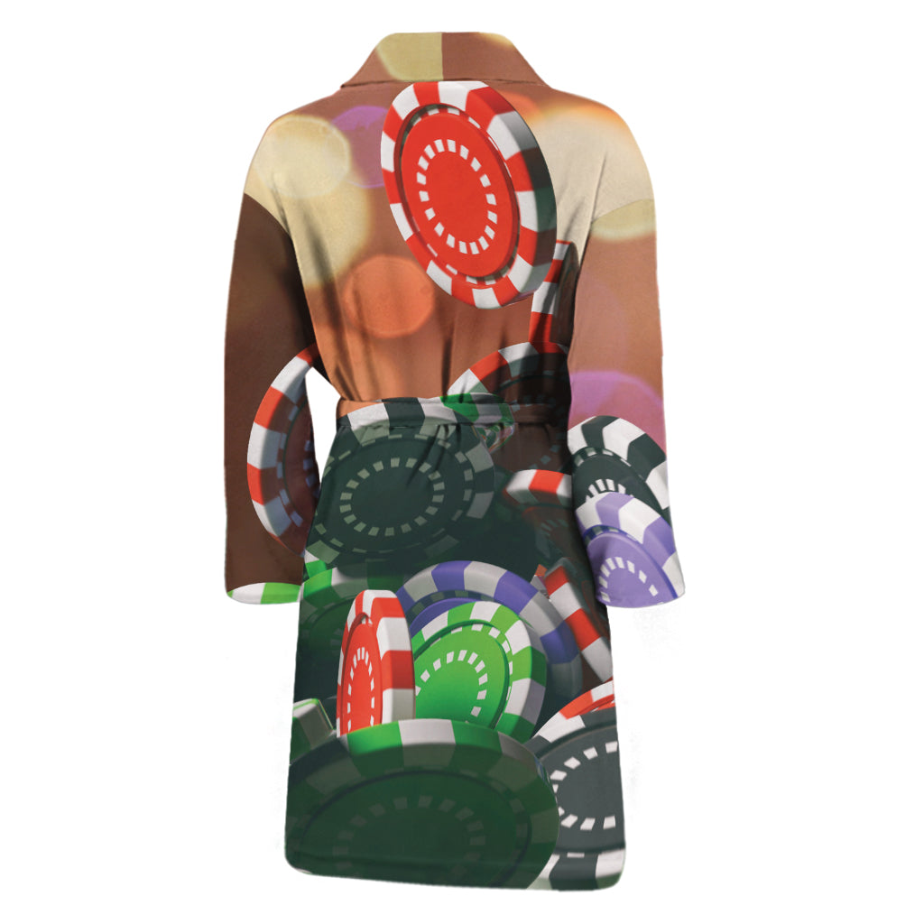 Falling Poker Chips Print Men's Bathrobe