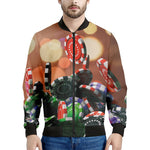 Falling Poker Chips Print Men's Bomber Jacket