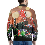 Falling Poker Chips Print Men's Bomber Jacket