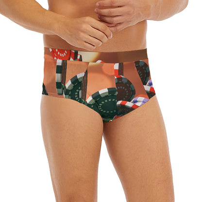 Falling Poker Chips Print Men's Briefs