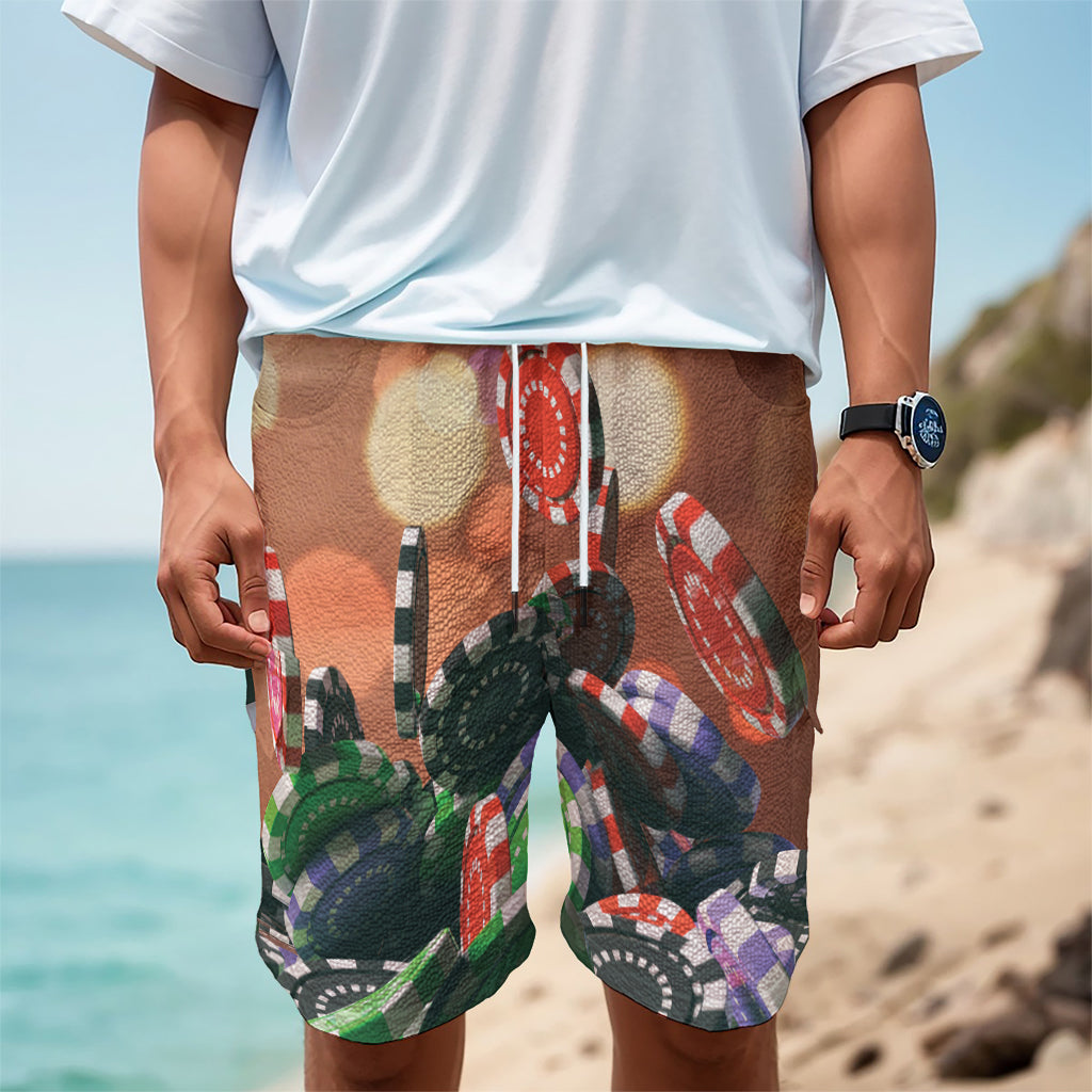 Falling Poker Chips Print Men's Cargo Shorts