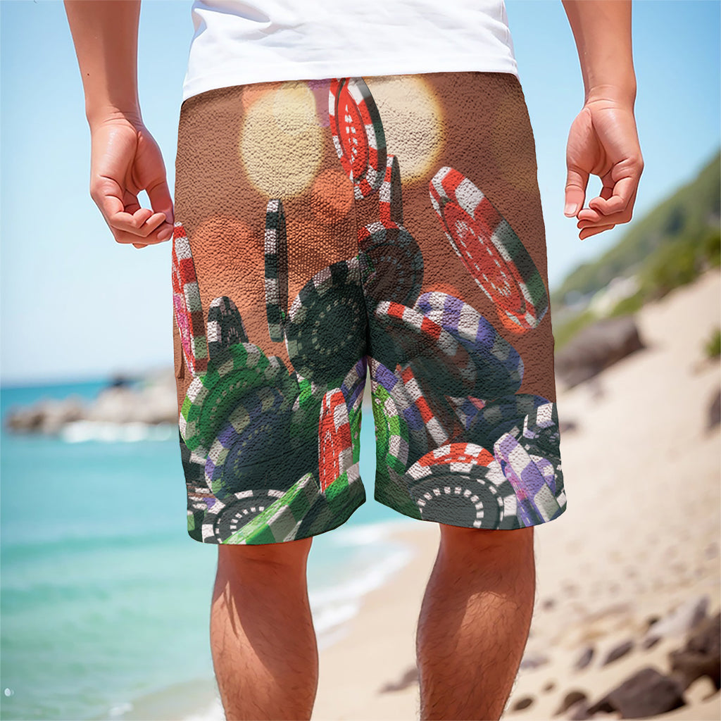 Falling Poker Chips Print Men's Cargo Shorts