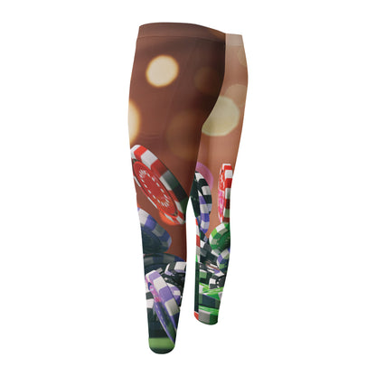 Falling Poker Chips Print Men's Compression Pants