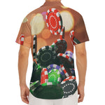 Falling Poker Chips Print Men's Deep V-Neck Shirt