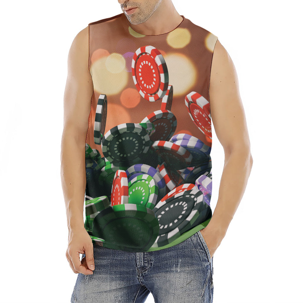 Falling Poker Chips Print Men's Fitness Tank Top