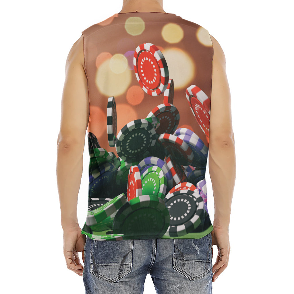 Falling Poker Chips Print Men's Fitness Tank Top