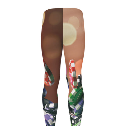 Falling Poker Chips Print Men's leggings