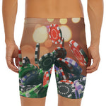 Falling Poker Chips Print Men's Long Boxer Briefs