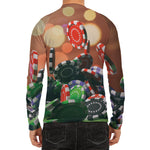Falling Poker Chips Print Men's Long Sleeve Rash Guard