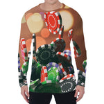 Falling Poker Chips Print Men's Long Sleeve T-Shirt