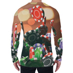 Falling Poker Chips Print Men's Long Sleeve T-Shirt