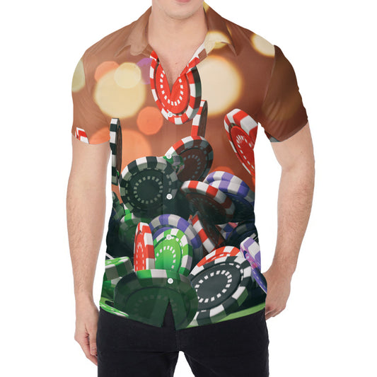Falling Poker Chips Print Men's Shirt