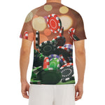 Falling Poker Chips Print Men's Short Sleeve Rash Guard
