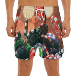Falling Poker Chips Print Men's Split Running Shorts