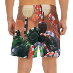 Falling Poker Chips Print Men's Split Running Shorts