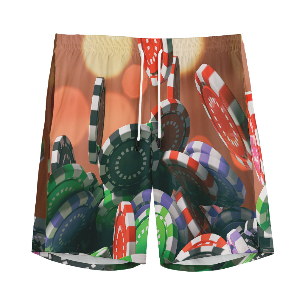 Falling Poker Chips Print Men's Sports Shorts