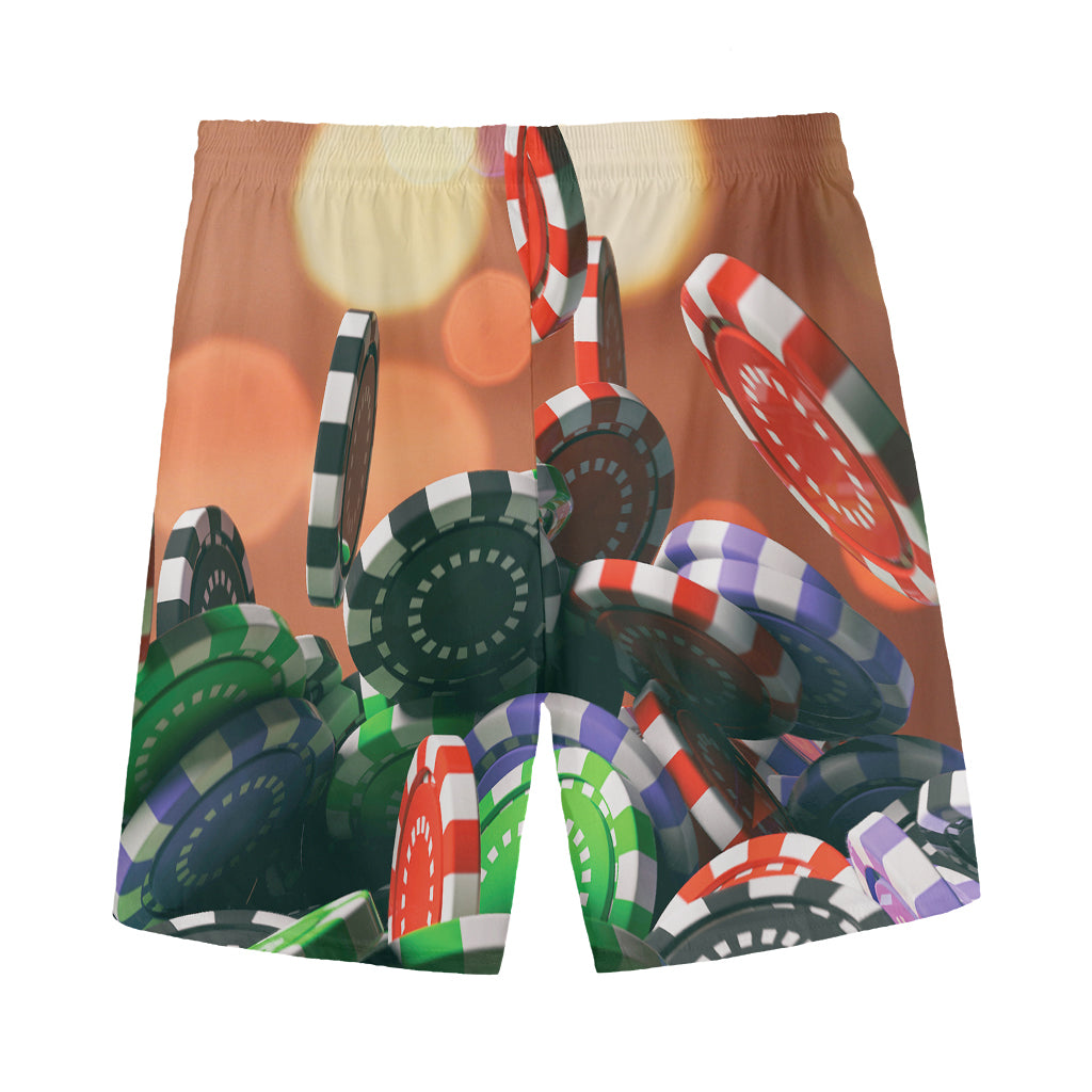 Falling Poker Chips Print Men's Sports Shorts