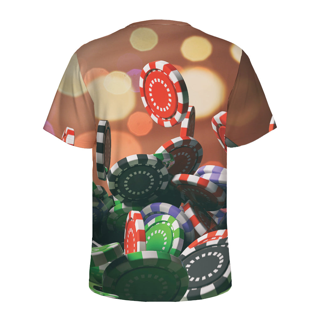 Falling Poker Chips Print Men's Sports T-Shirt