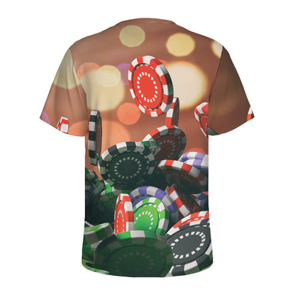 Falling Poker Chips Print Men's Sports T-Shirt
