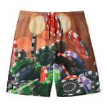 Falling Poker Chips Print Men's Swim Trunks