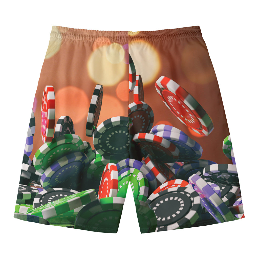 Falling Poker Chips Print Men's Swim Trunks