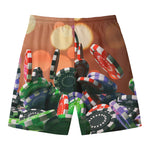 Falling Poker Chips Print Men's Swim Trunks