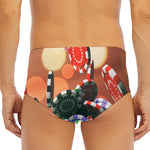 Falling Poker Chips Print Men's Triangle Swim Briefs