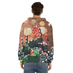 Falling Poker Chips Print Men's Velvet Pullover Hoodie