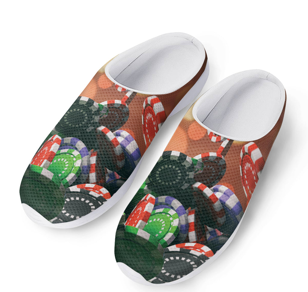 Falling Poker Chips Print Mesh Casual Shoes